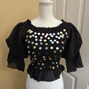 Black Sequin Women's Top